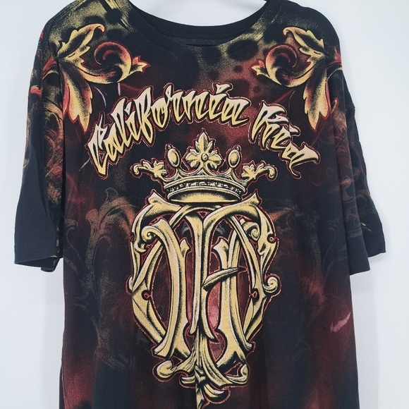 Affliction X Jenco Y2K Streetwear Silver‎ Star Graffiti Tattoo Art T Shirt XXL - Picture 2 of 6